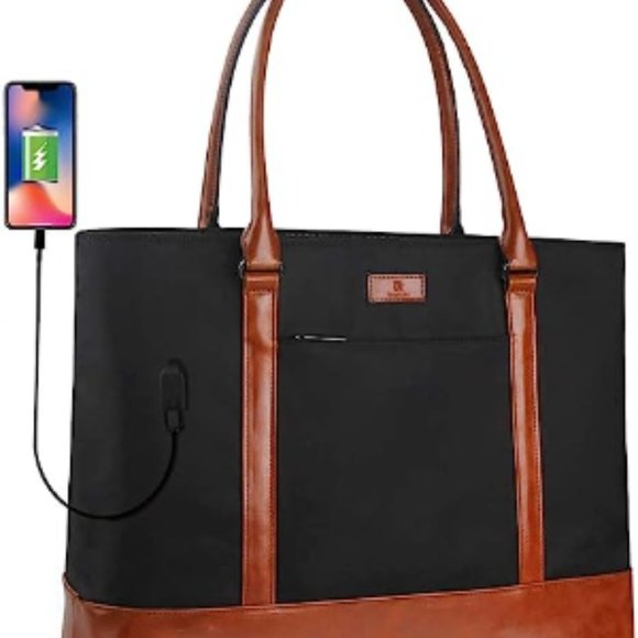 Woman Laptop Tote Bag,USB Teacher Bag Large Work Bag Purse Fits 15.6 in Laptop…